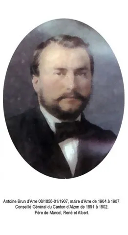 Antoine Brun d'Arre 08/1856-01/1907 Maire d'Arre de 1904 à 1907, père de Marcel, René et Albert